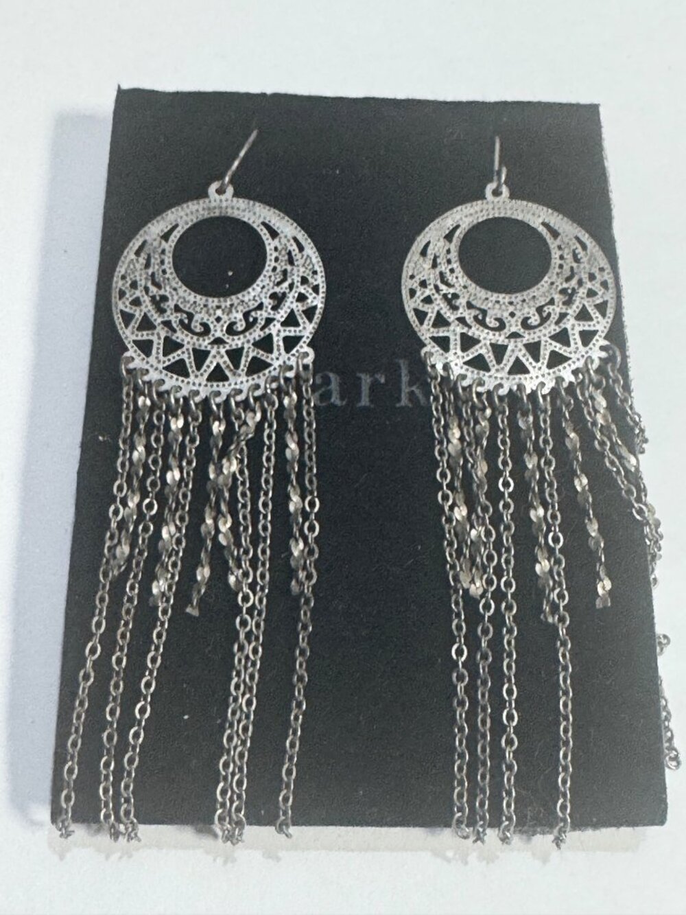 Filigree Silver-Toned Dangling Chandelier Earrings Lightweight Drop Design